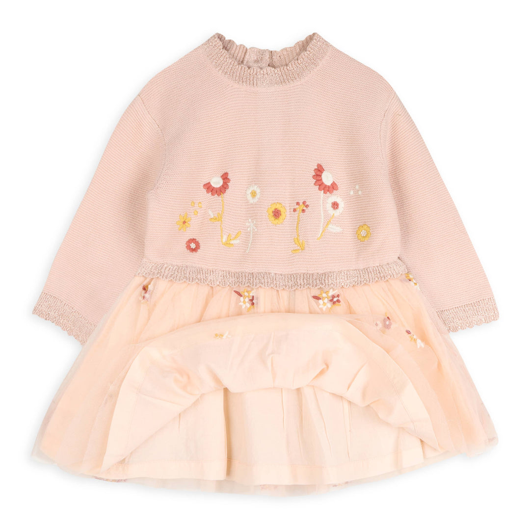 Floral Embroidery Knit Baby Tutu Dress