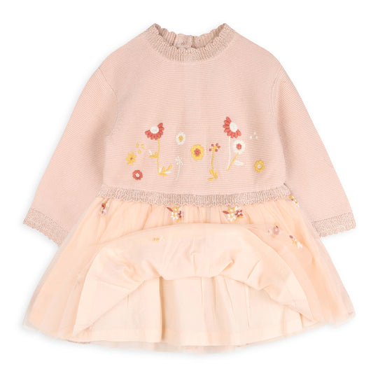Floral Embroidery Knit Baby Tutu Dress