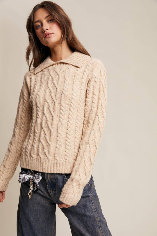 Collared Cable Knit Sweater