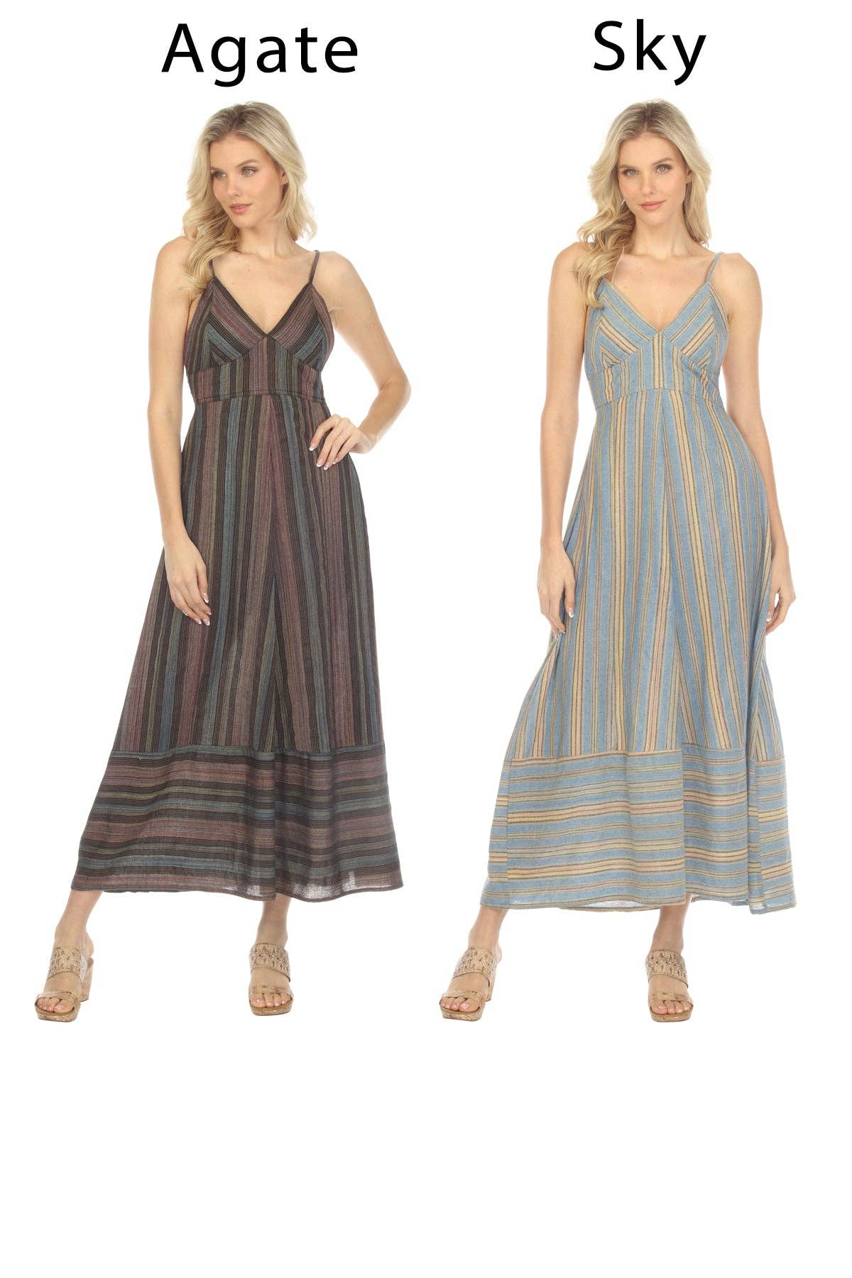Striped Bustier Maxi Dress