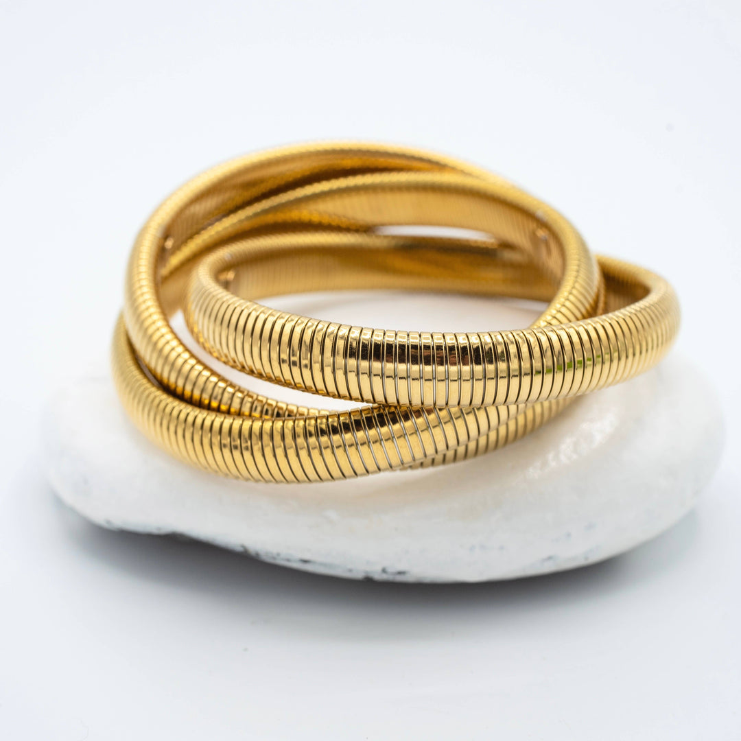 Gold Plated Triple Woven Bangle
