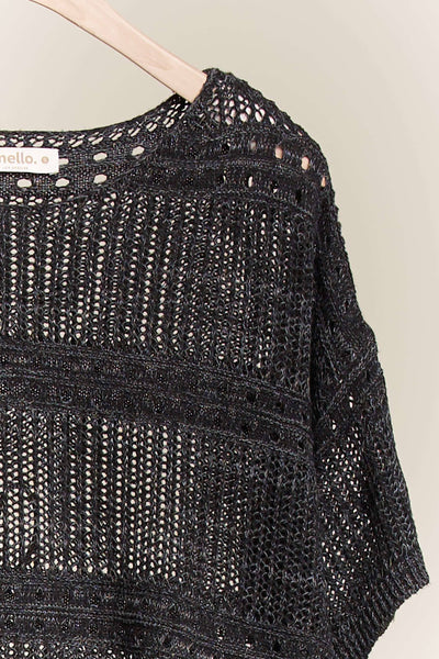 Short Sleeve See Through Knit Cover Up