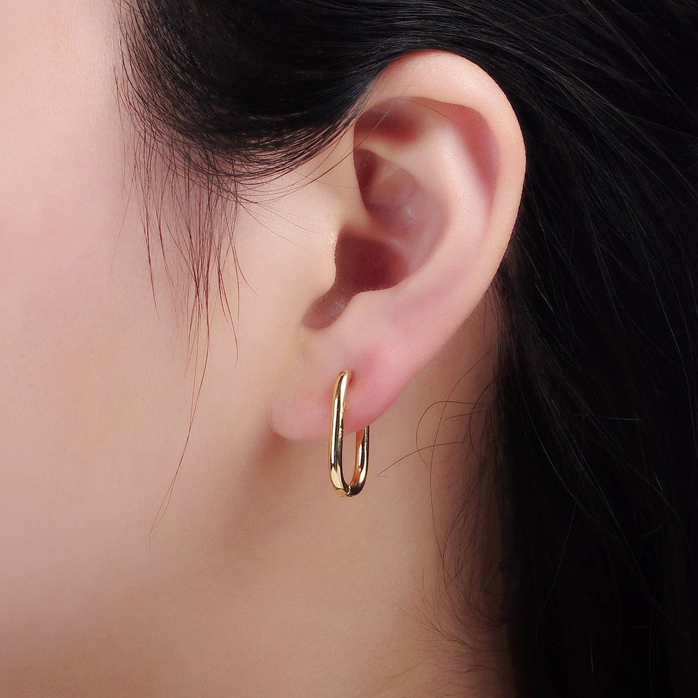 24K Gold Filled 20mm Minimalist Oblong Hoop Earrings