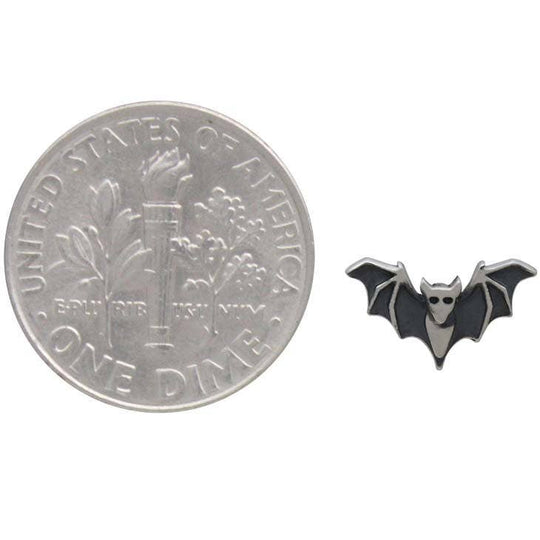 Sterling Silver Bat Post Earrings 6x10mm