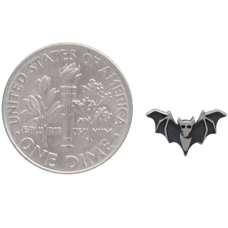 Sterling Silver Bat Post Earrings 6x10mm