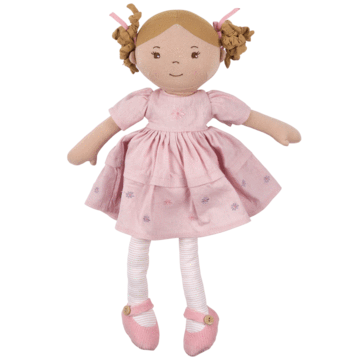 Tikiri Toys LLC Amelia Lt. Brown Hair Doll in Pink Linen Dress w/Display Box - Simple Good