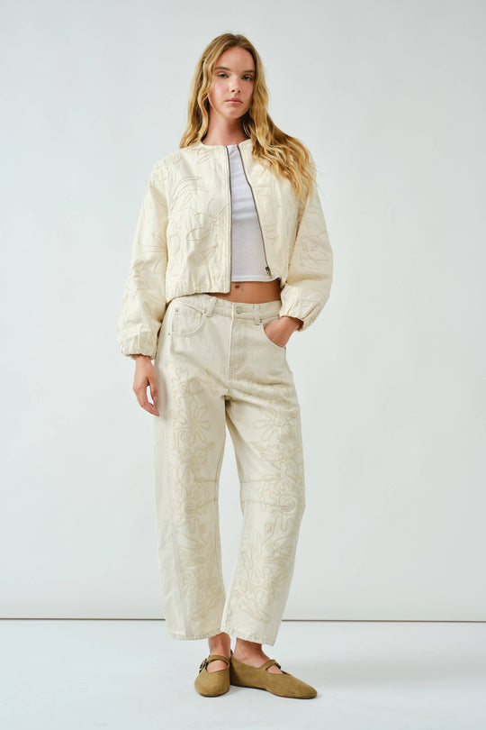 Embroidered Bomber Cotton Jacket