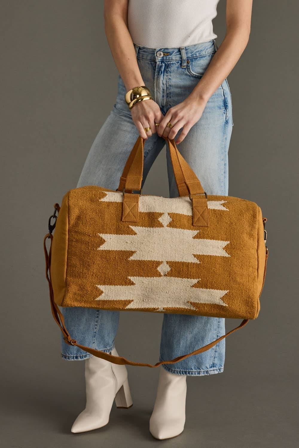 Camel & Cream Aztec Duffel