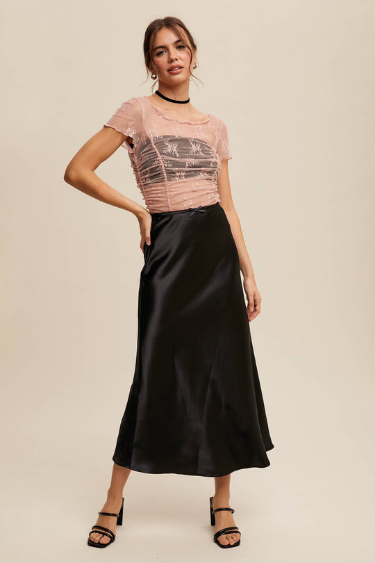 Satin Midi Slip Skirt