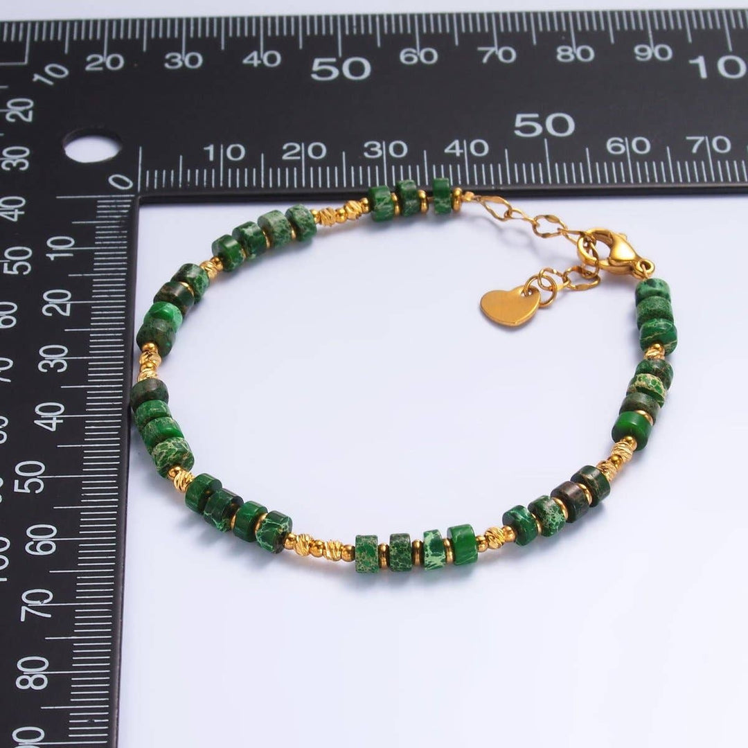 Malachite & Brass Beaded Bracelet