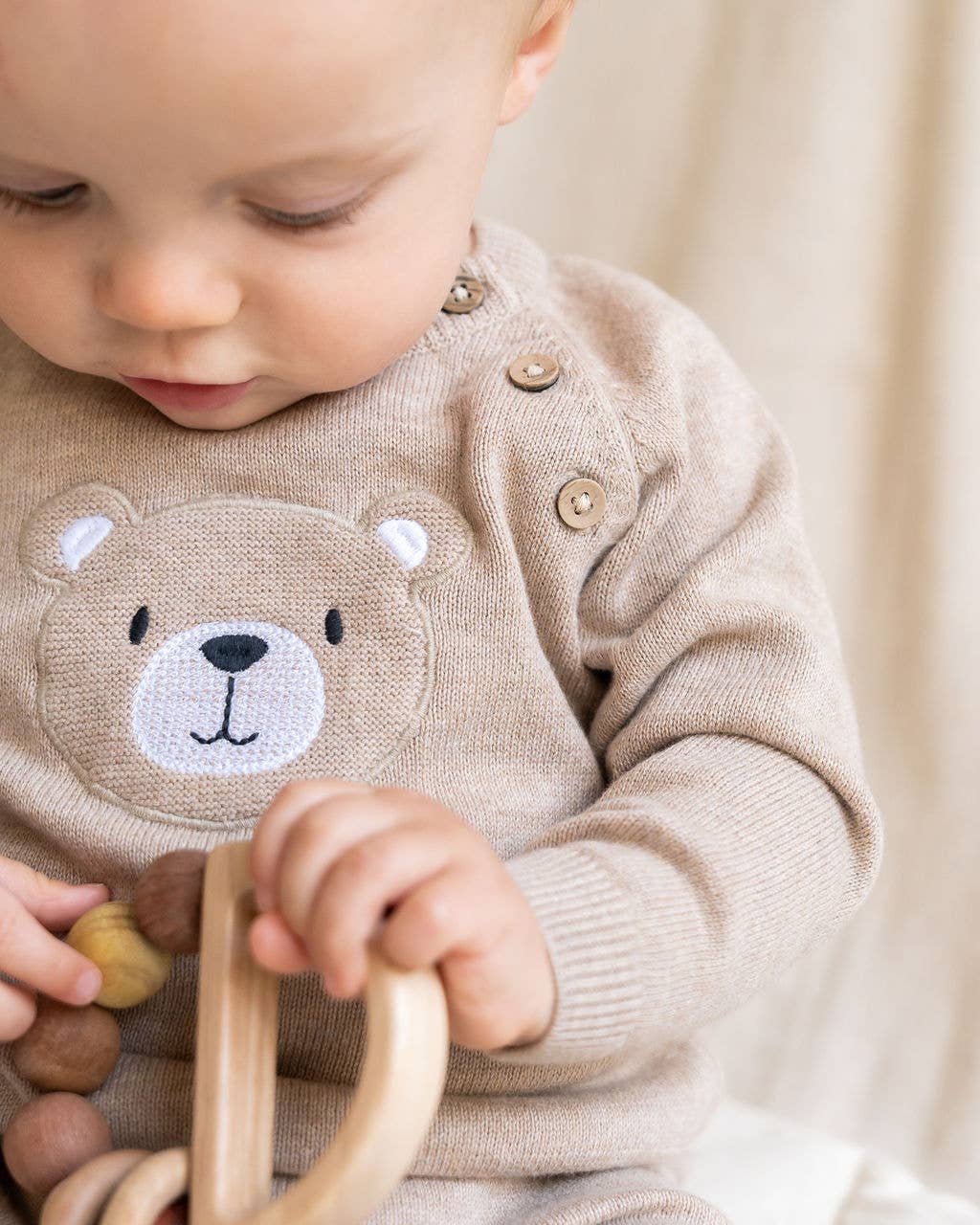 Teddy Bear Applique Baby Raglan Pullover