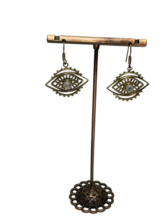 Brass Evil Eye Dangle Earring