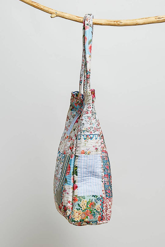 Quilted Patchwork Print Shoulder Tote Bag