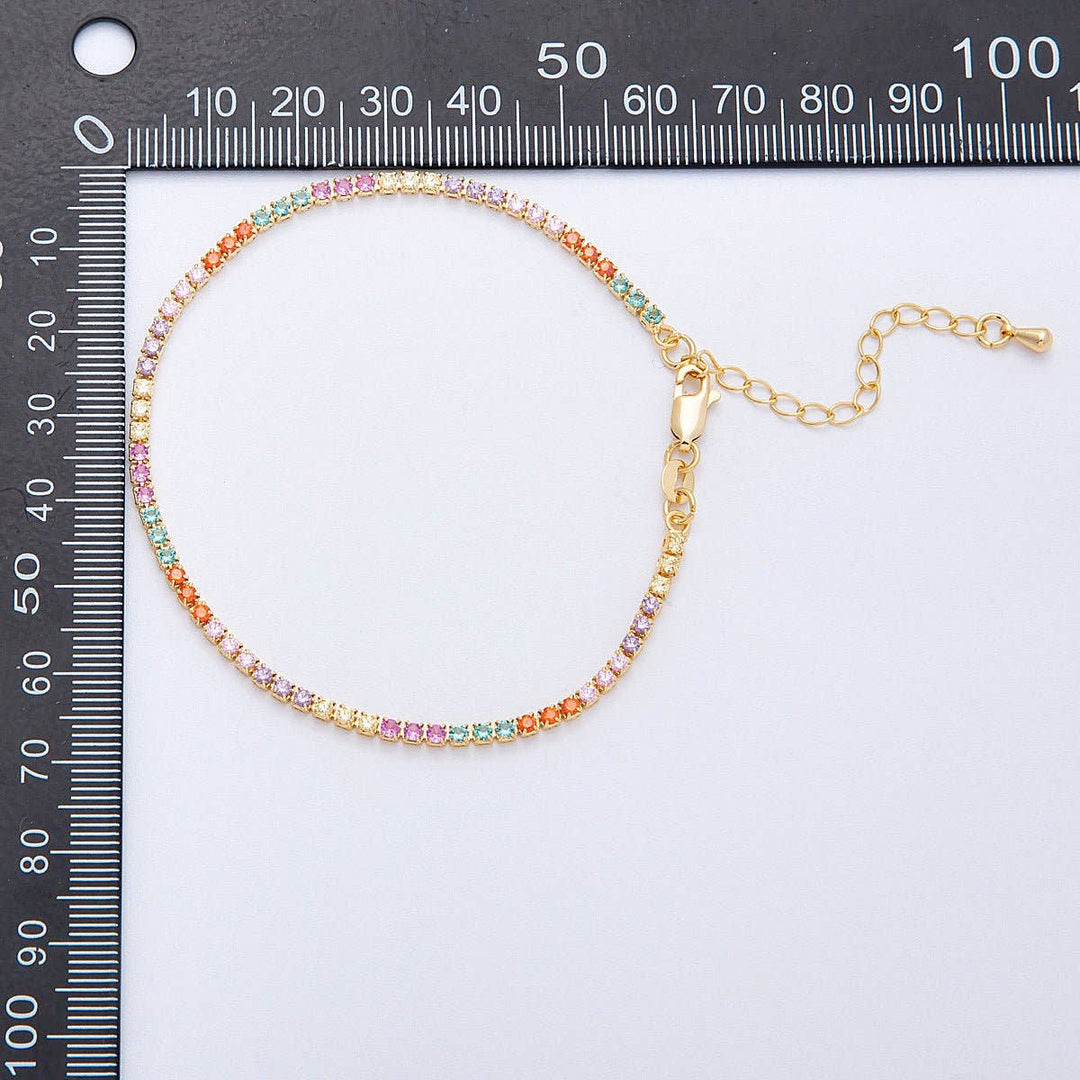 18K Gold Filled 2.5mm Multicolor CZ Tennis Bracelet