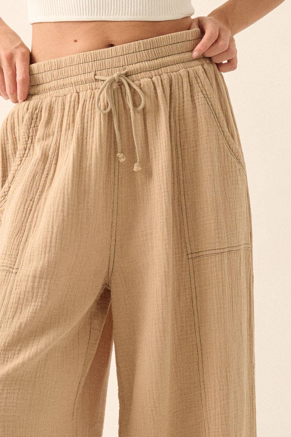 Mineral Washed Crinkle Cotton Parachute Pants