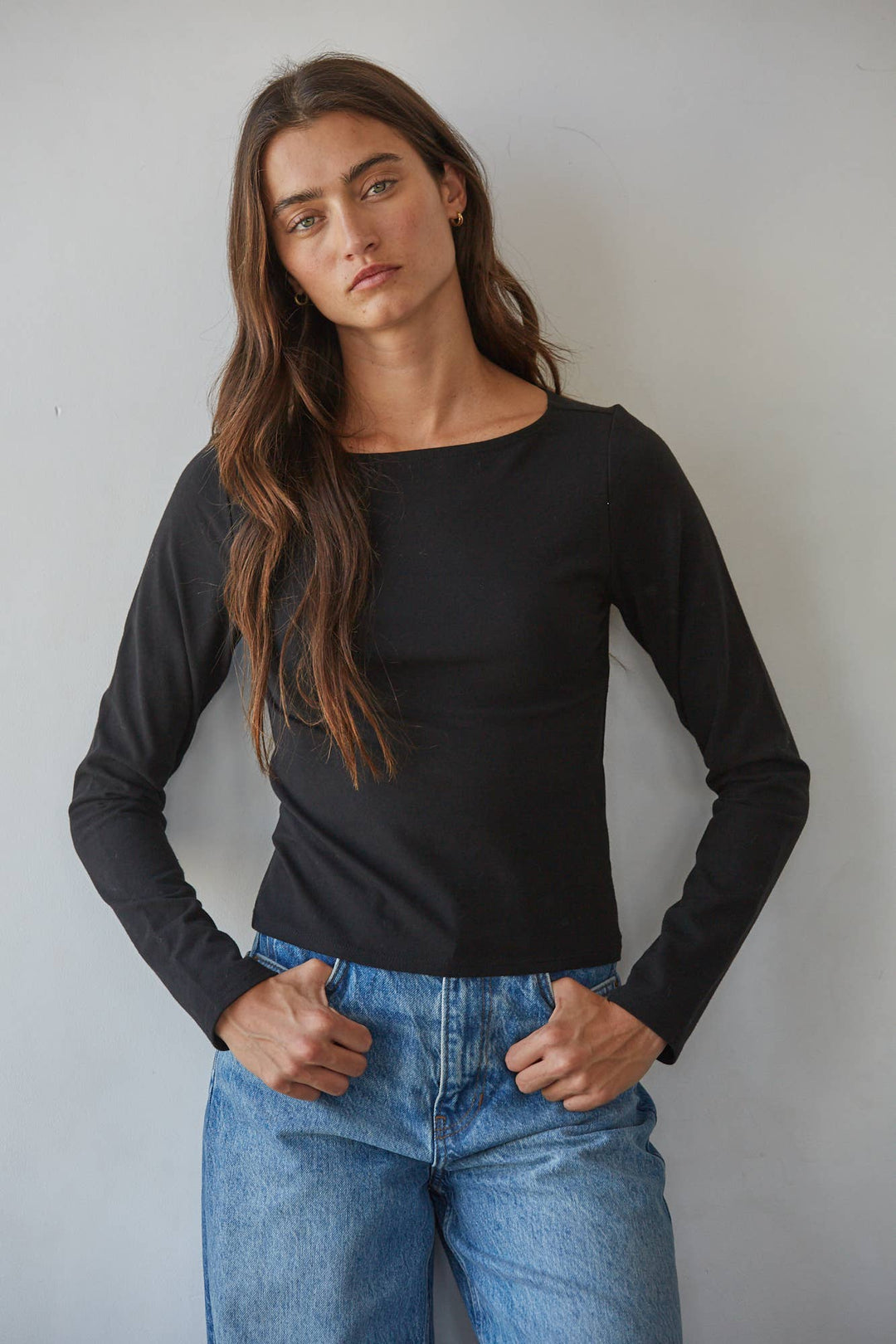 Boat Neck Long Sleeve Top