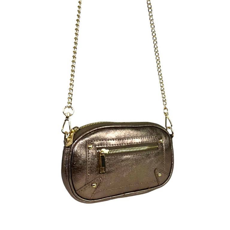 Italian Leather Shoulder Bag with Long Handle Chain