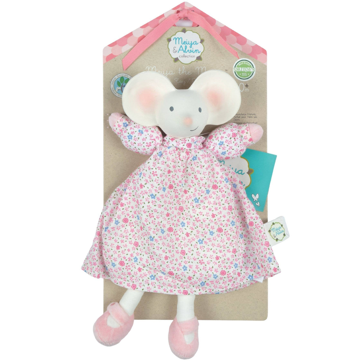 Tikiri Toys LLC Meiya the Mouse Lovey with Rubber Head in Floral Dress - Simple Good