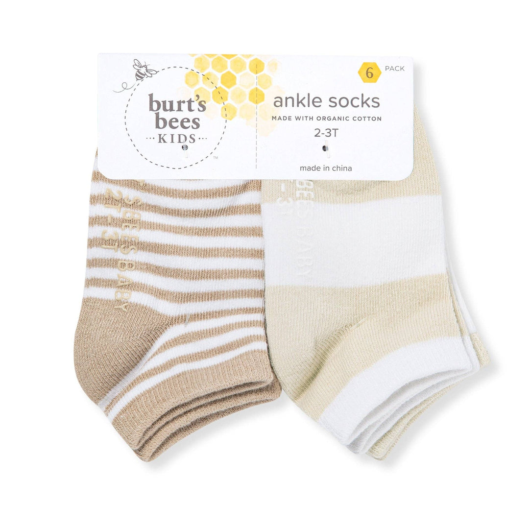 Solid & Stripes Organic Cotton Baby Ankle Socks 6 Pack