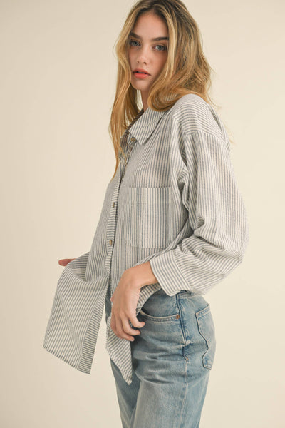 Stripe Gauze Button Down Shirt