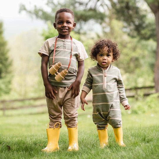 Green Holland Stripe Infant Jumpsuit
