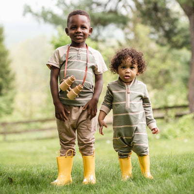 Green Holland Stripe Infant Jumpsuit