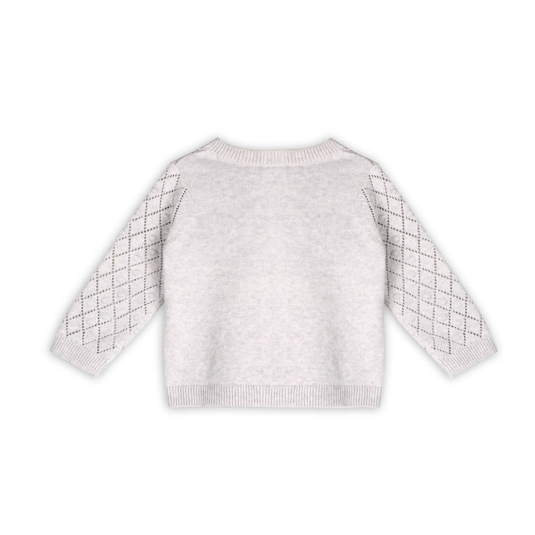 Dobby Pointelle Sweater Knit Baby Cardigan (Organic Cotton)