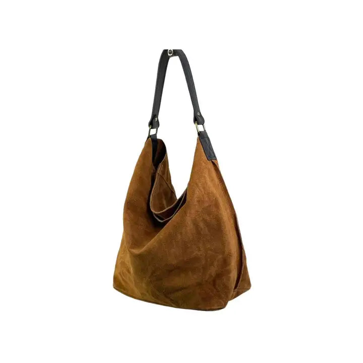 Large Suede Leather Hobo Bag