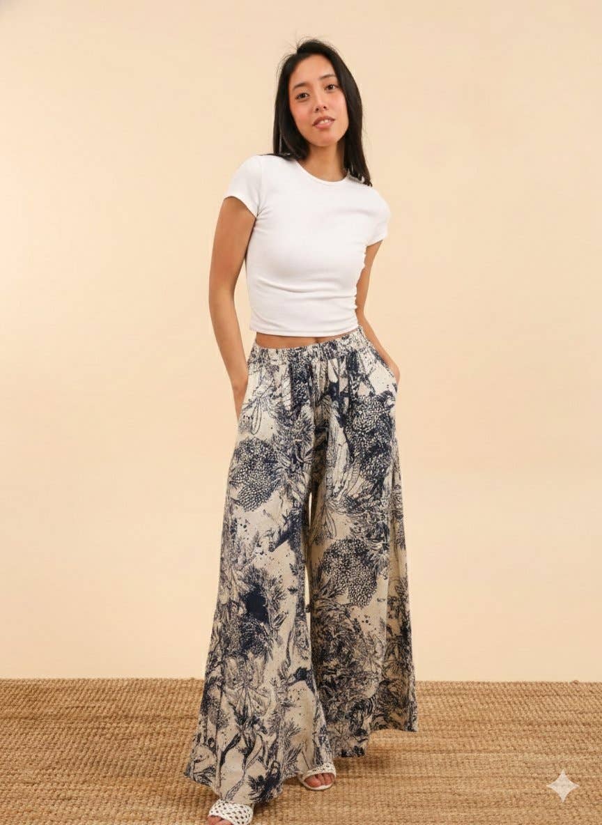 Linen Printed Trousers