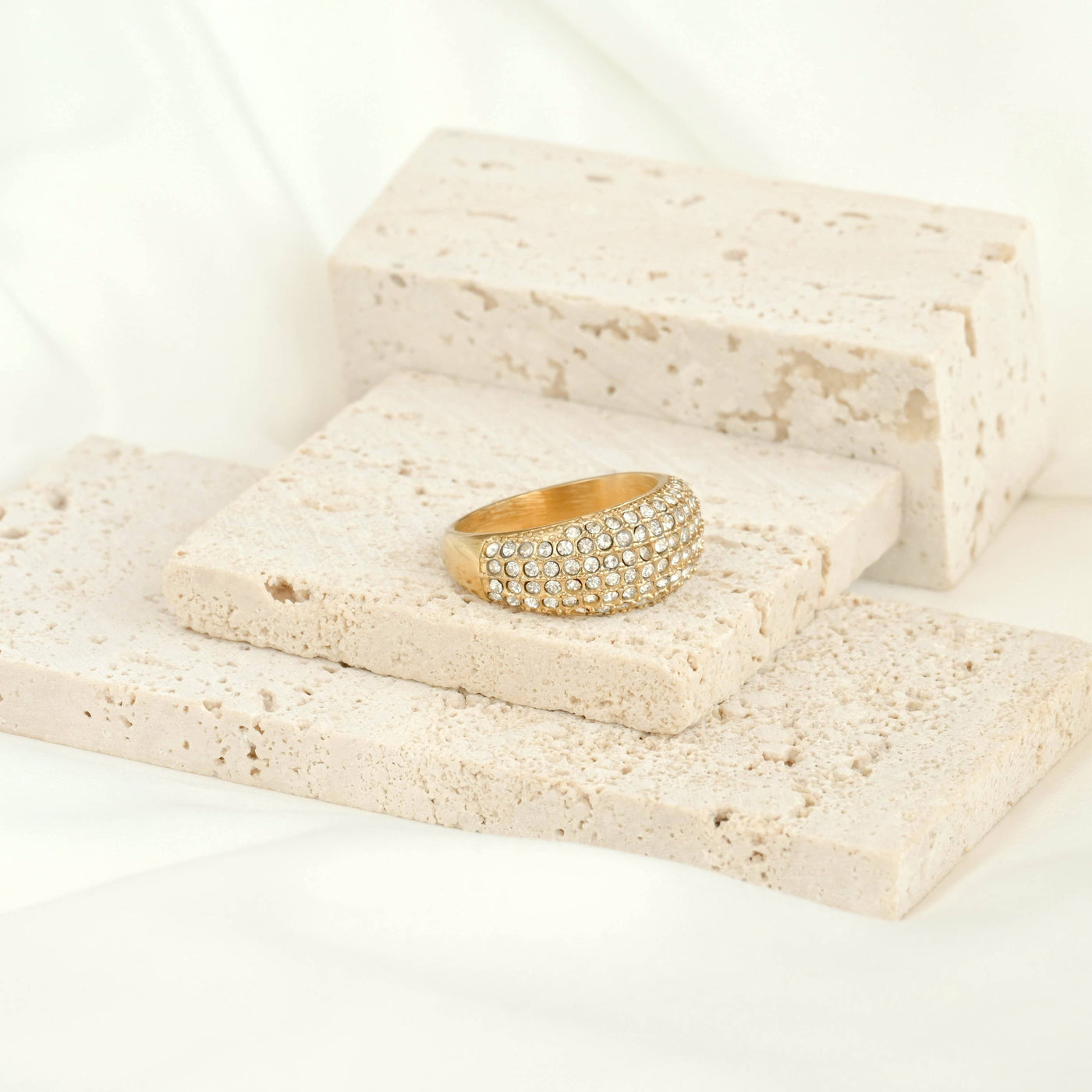 Gold Dome Pave Ring