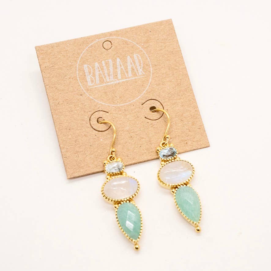 Brass Multi Stone Sparkle Earrings