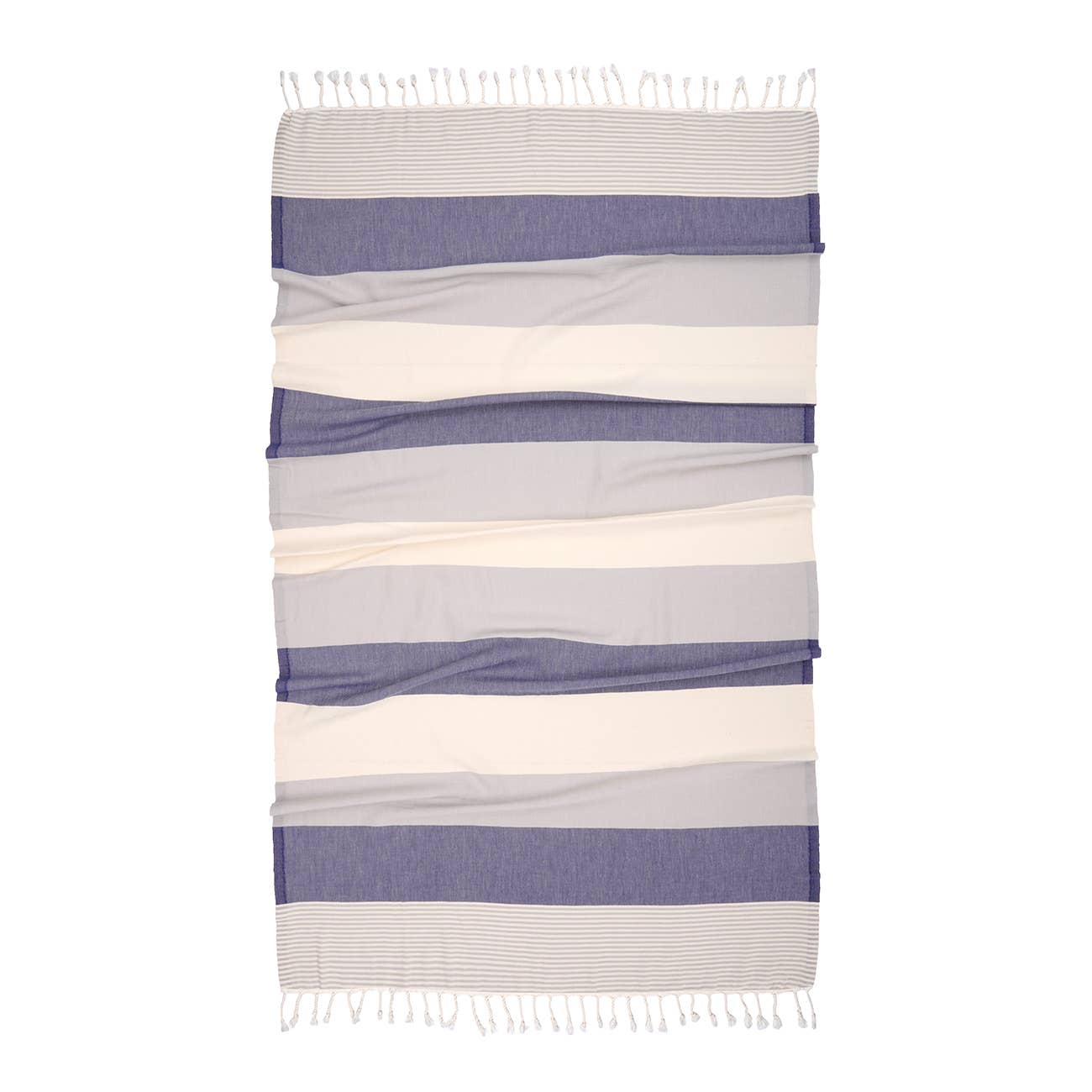 Blue and White Striped Turkish Towel