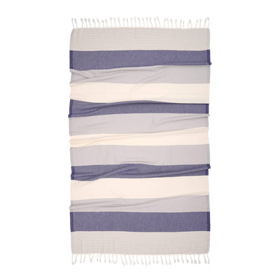 Blue and White Striped Turkish Towel