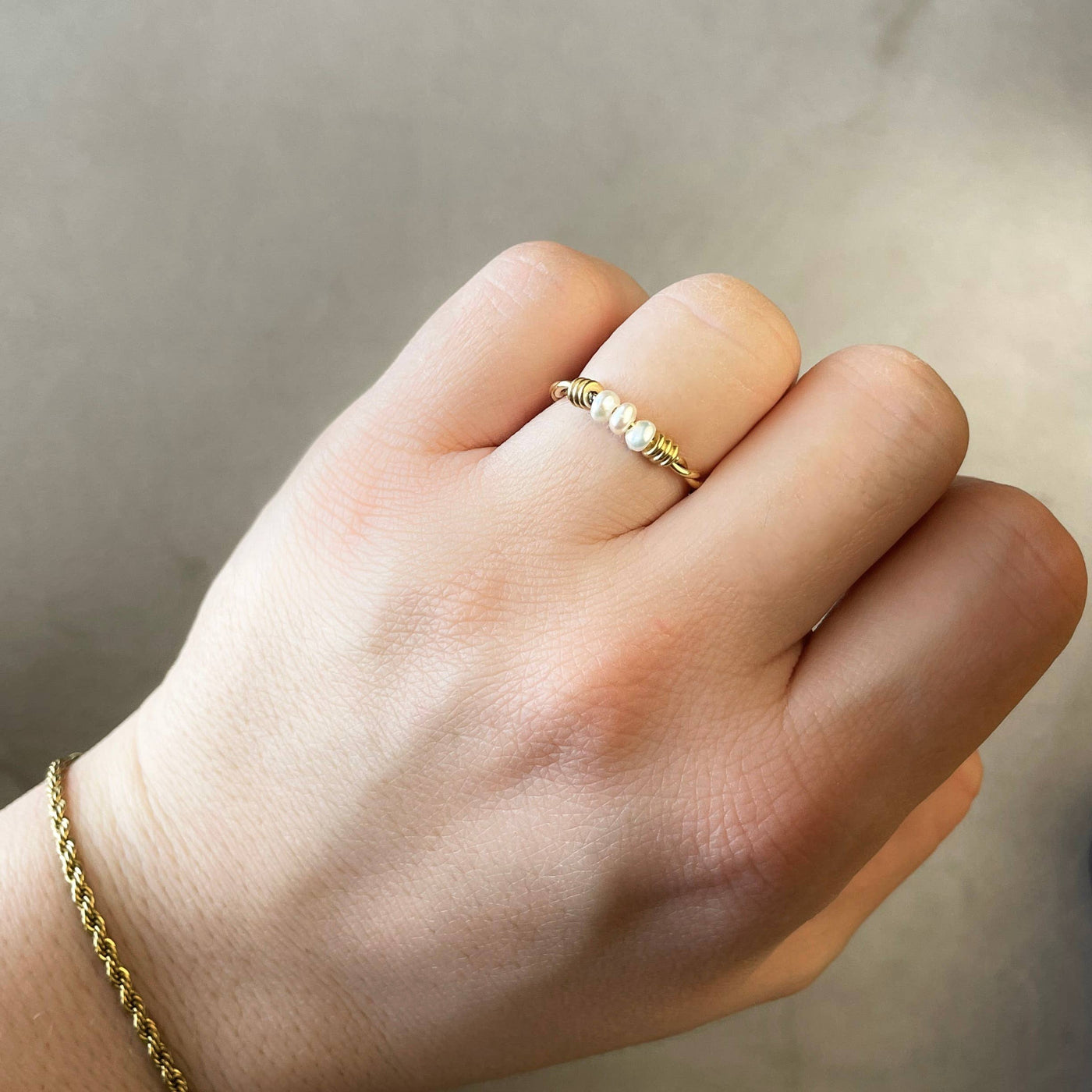 Freshwater Pearl Rings - Stainless Steel Dainty Pearl Rings
