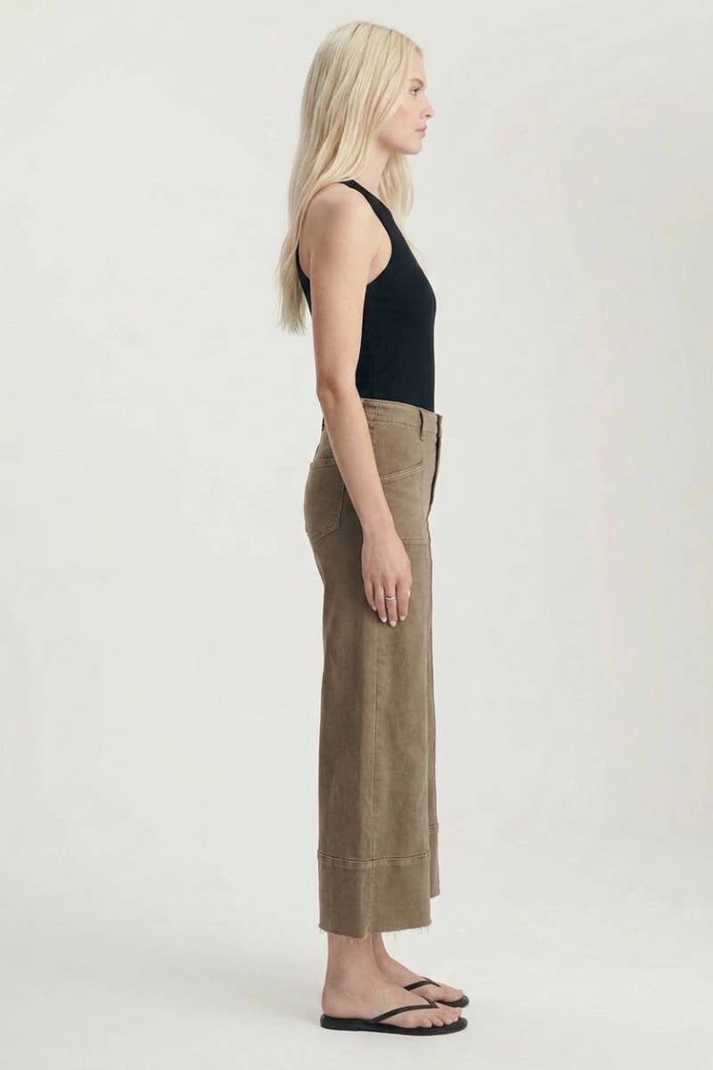 Raw Hem Crop Palazzo Jeans
