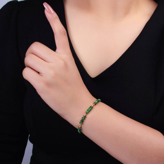 Malachite & Brass Beaded Bracelet