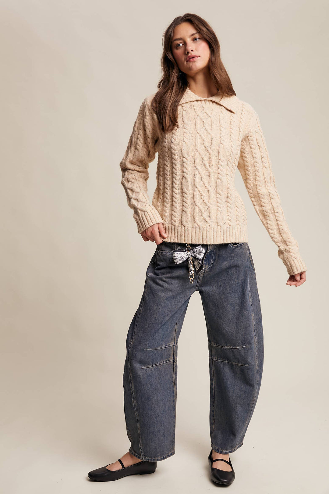 Collared Cable Knit Sweater