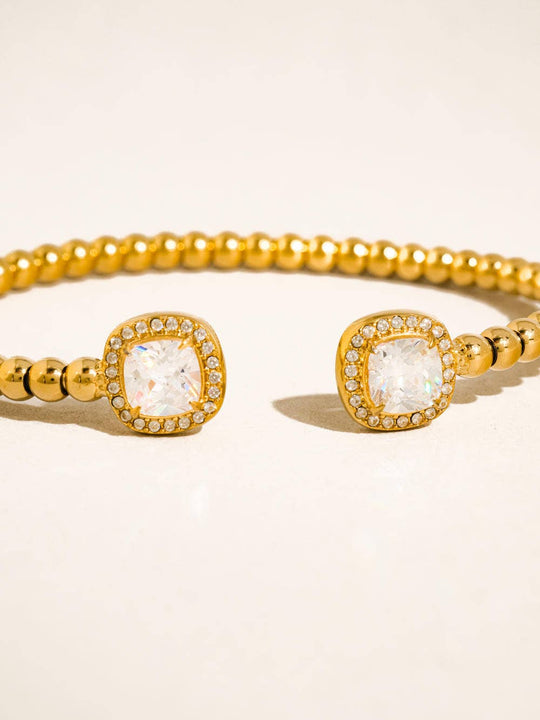 Sofus 18K Gold Non-Tarnish CZ Beaded Bangle