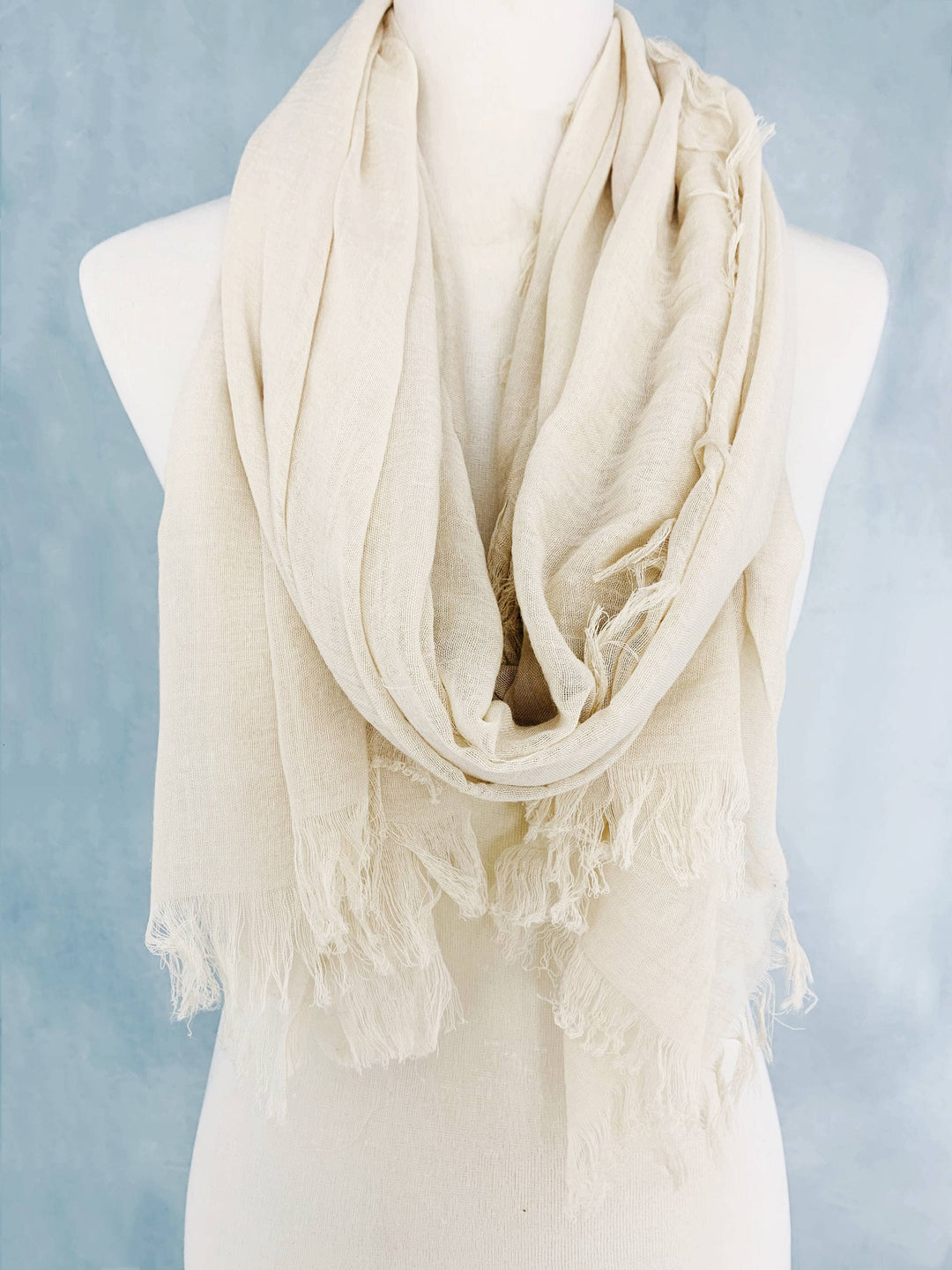 Soft Cotton Solid Frayed Scarf