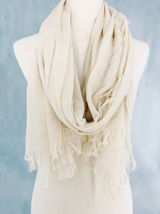 Soft Cotton Solid Frayed Scarf