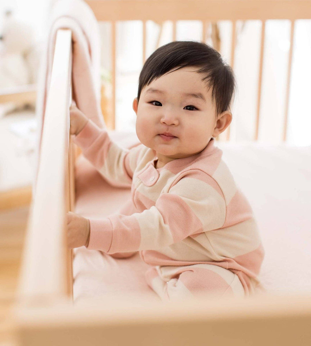 Pink Sand Rugby Stripe Organic Cotton Sleep & Play