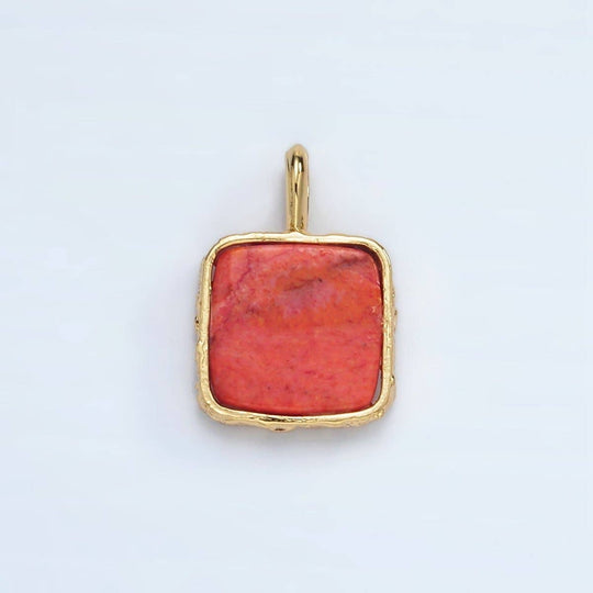 24K Gold Filled Square Natural Gemstone Necklace