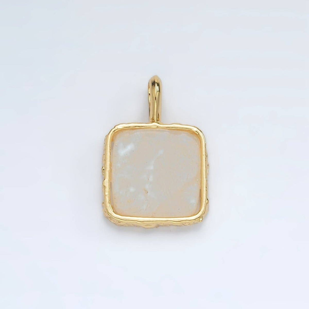 24K Gold Filled Square Natural Gemstone Necklace