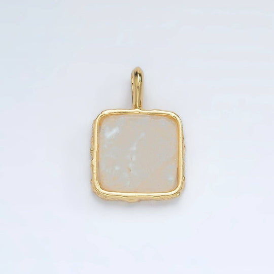 24K Gold Filled Square Natural Gemstone Necklace