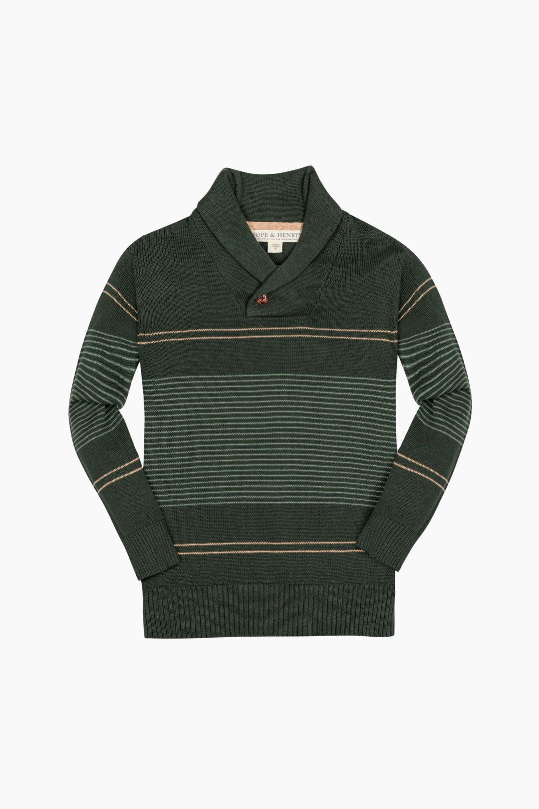 Green striped sweater on a white background