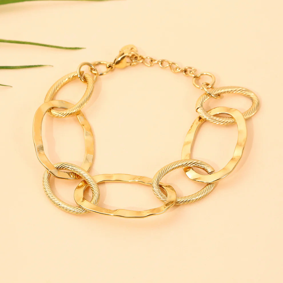 Hammered Gold Link Bracelet