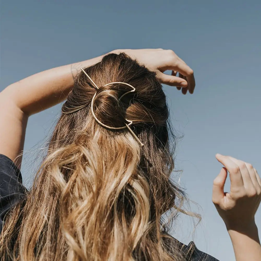 Indukala Crescent Moon Hair Slide with Stick