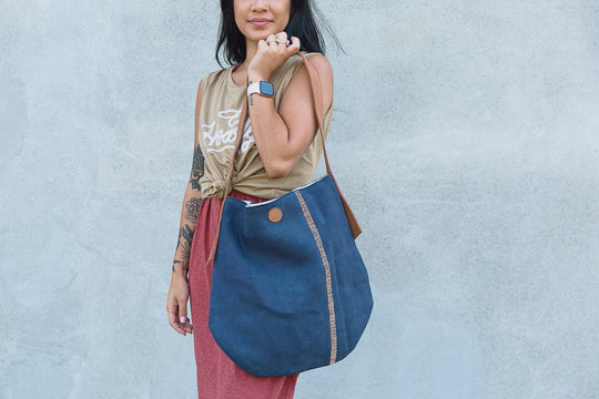 Large Jute Indigo Shoulder Bag