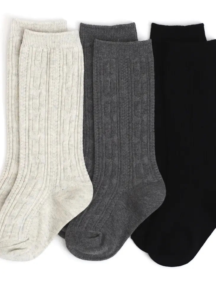 Little Stocking Co. Cable Knit Knee High Sock 3-Pack - Simple Good
