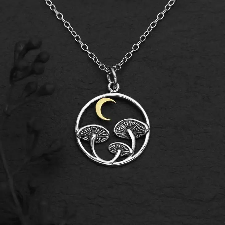 Nina Designs Moon and Mushrooms Pendant Necklace - Simple Good
